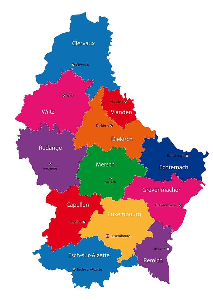 Luxembourg Regions Map