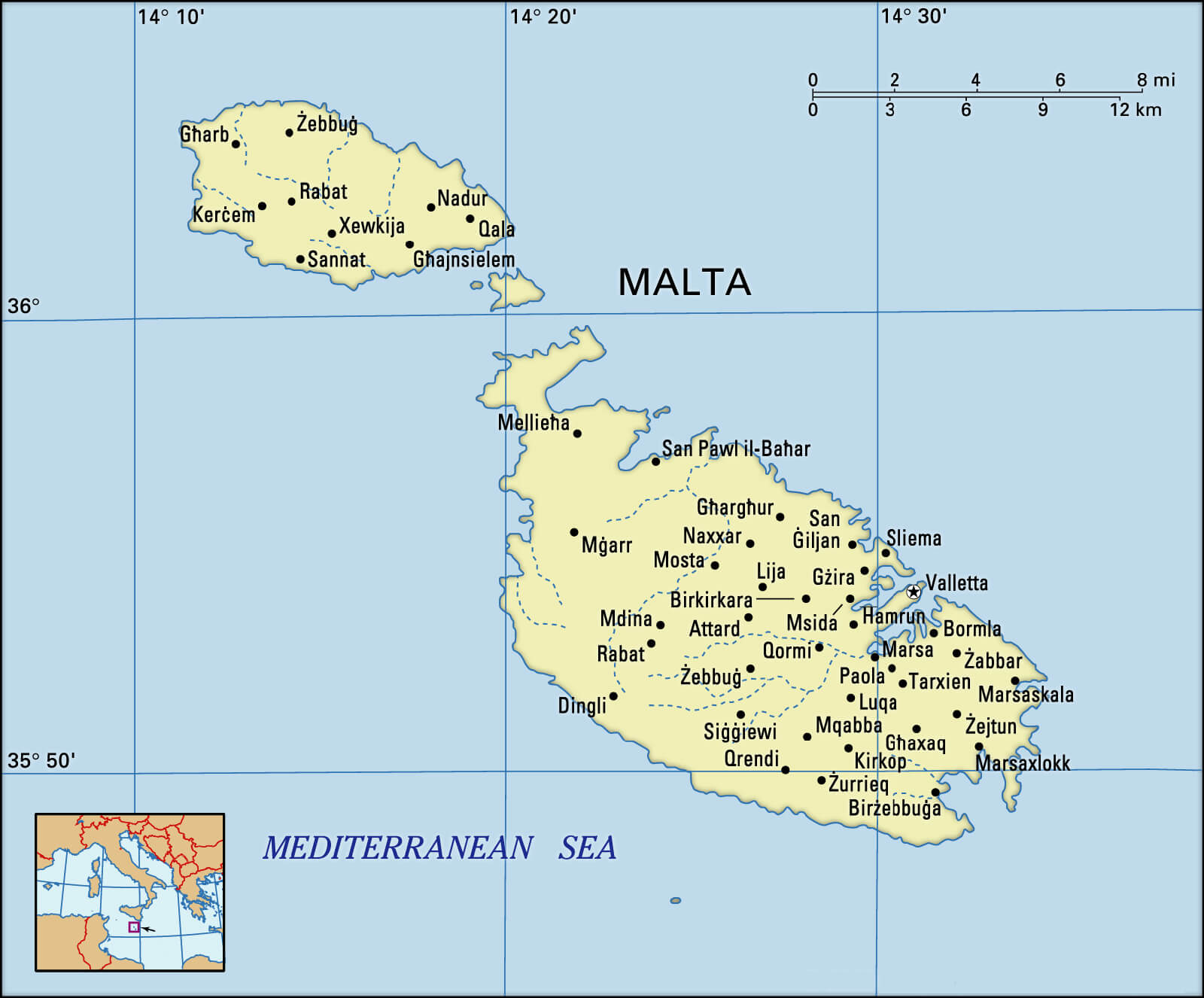 Malta Cities Map