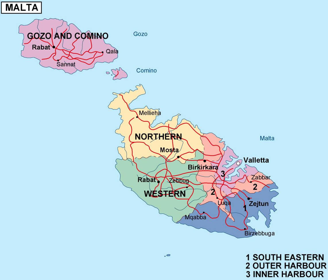 Malta Provinces Map