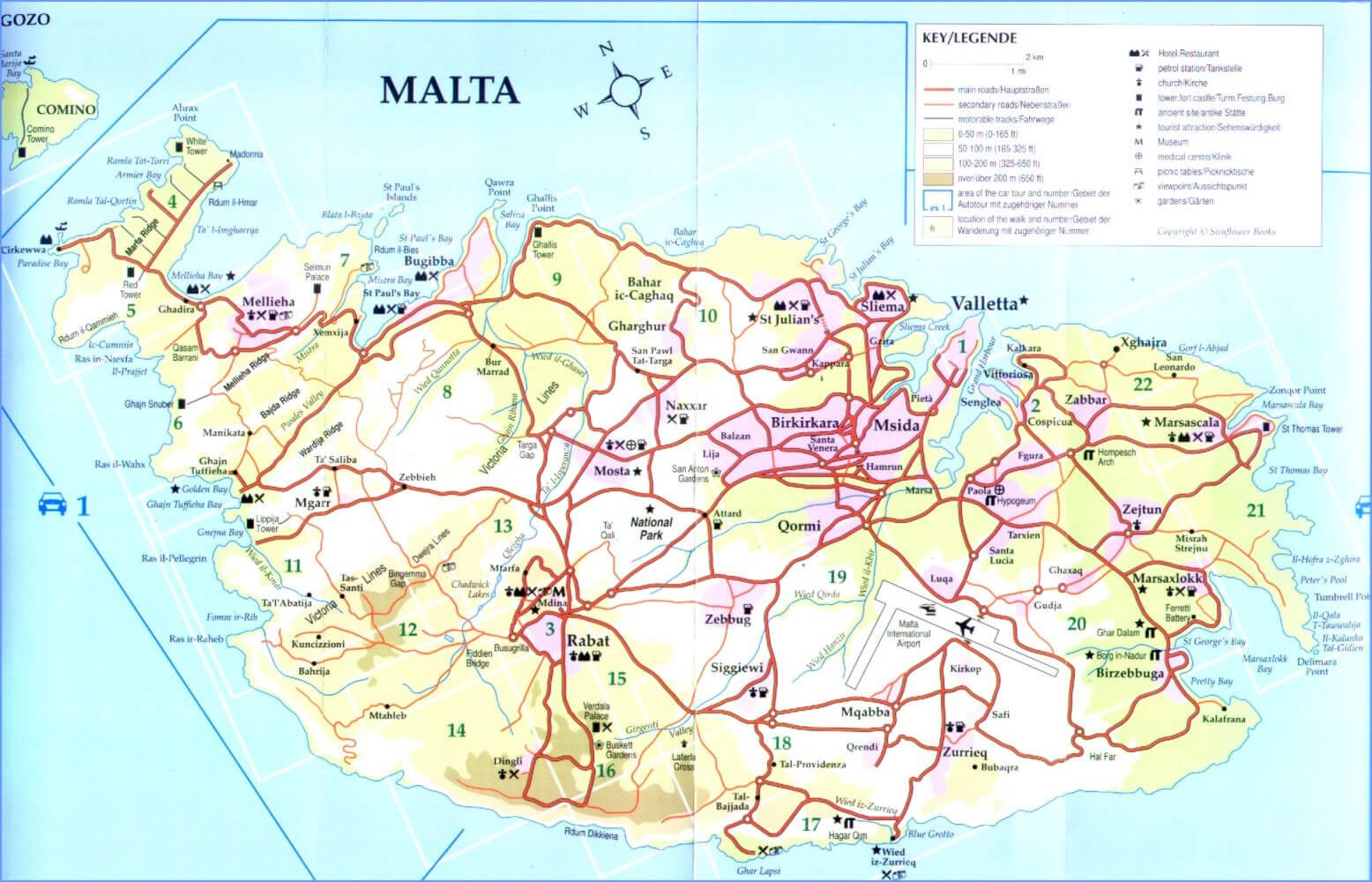 Malta Road Map with Cities