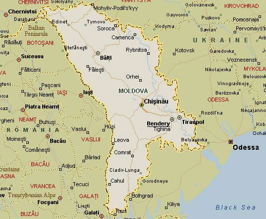 Cities Map of Moldova