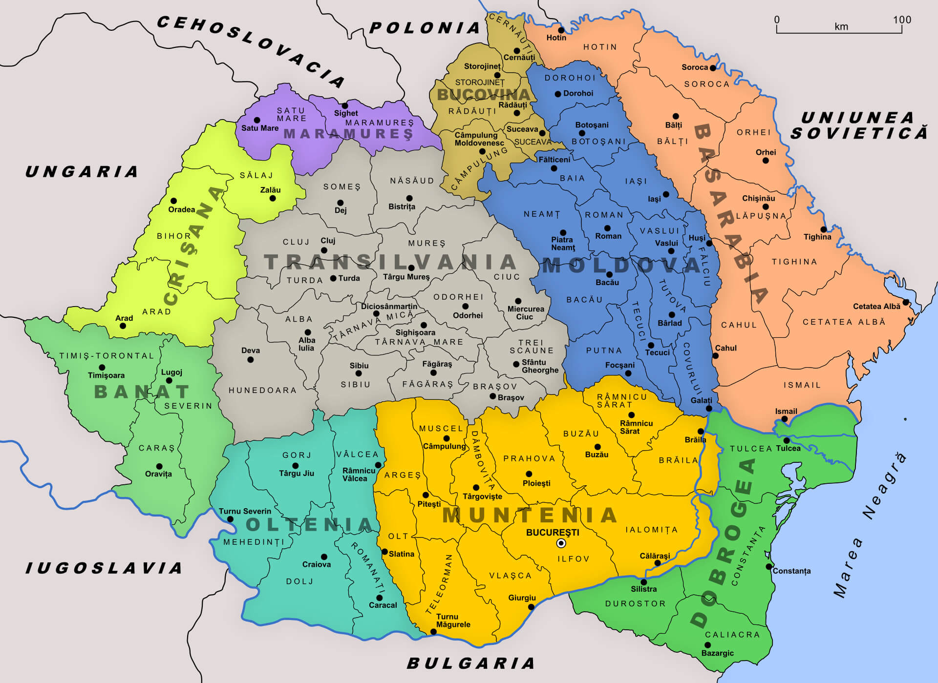 Moldova Map Greater Romania between 1920 and 1940