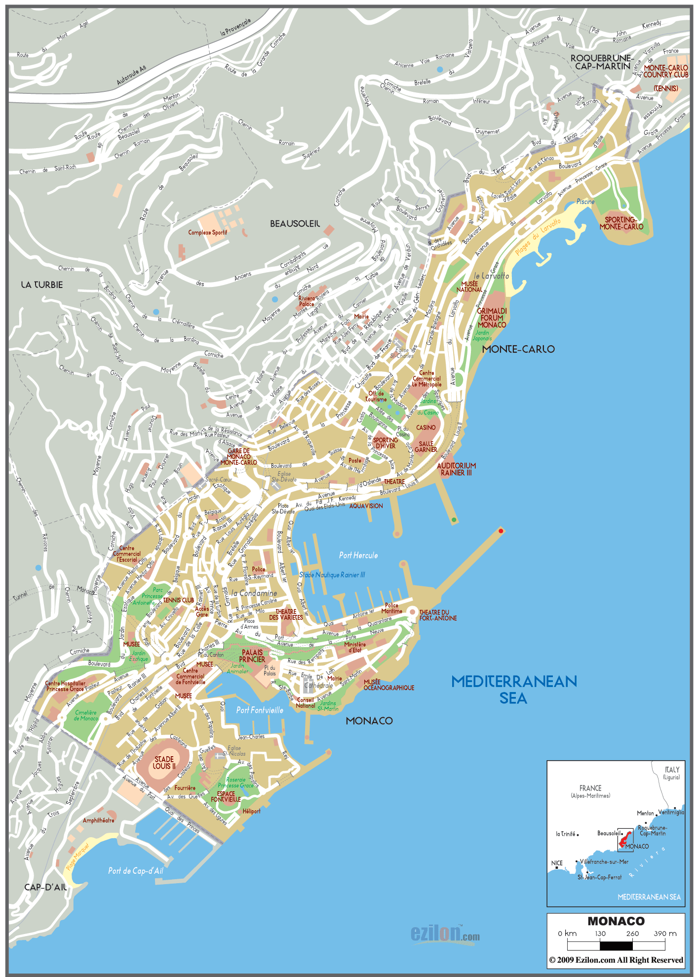 City Center Map of Monaco