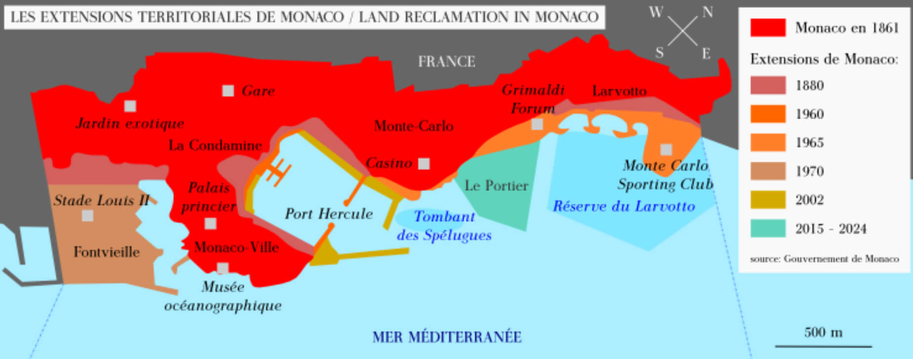 Monaco Territorial Extension Map