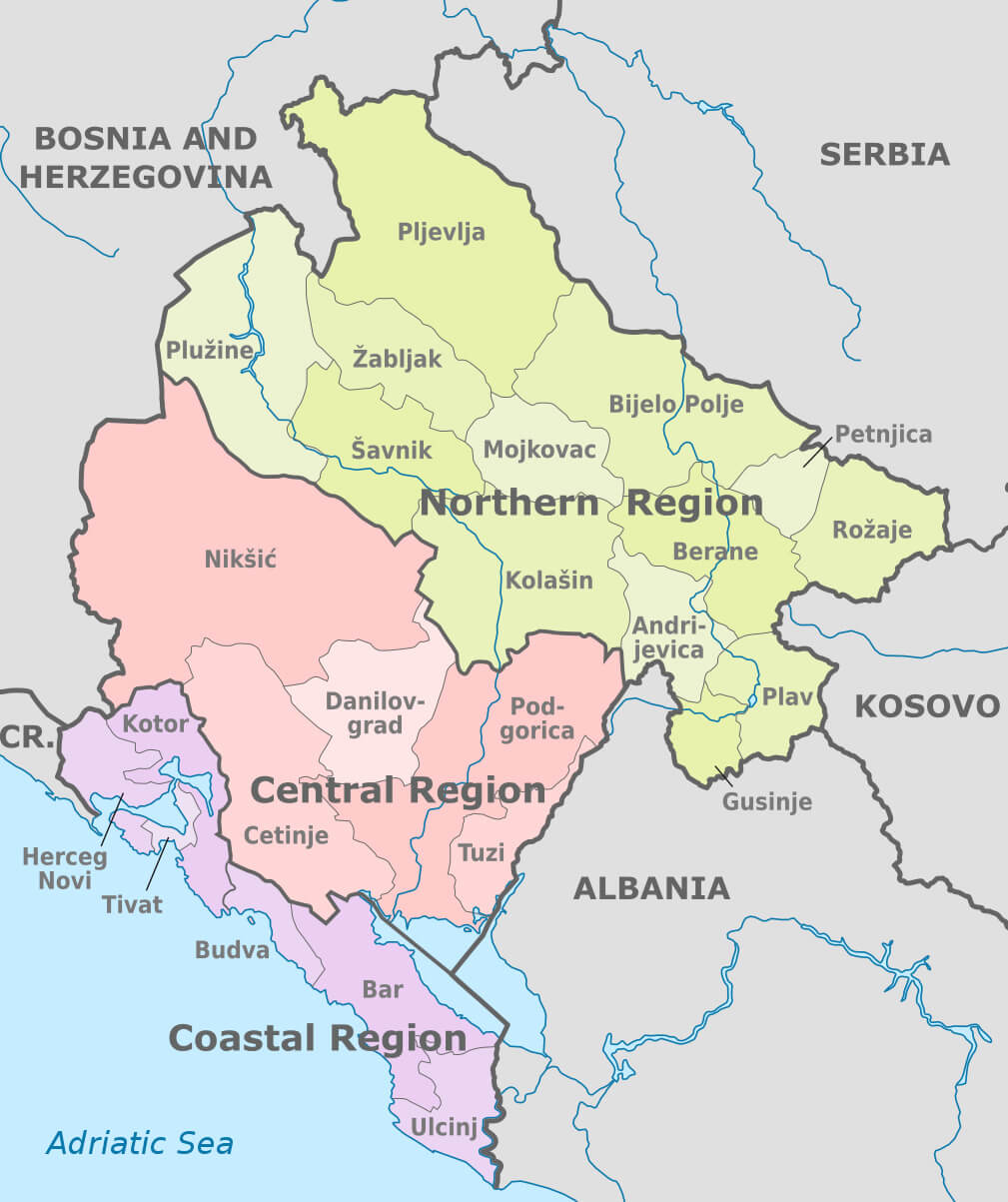 Montenegro Administrative Map