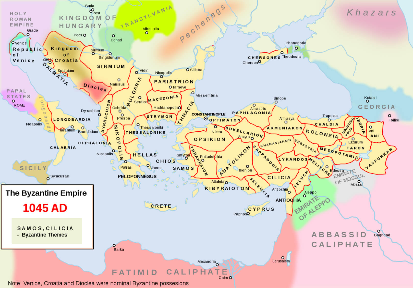 Montenegro Byzantine Empire Map in 1045 AD