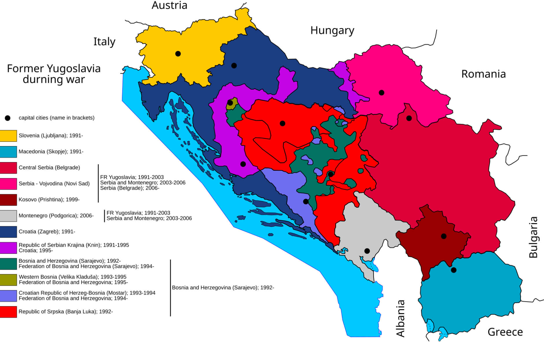 Montenegro Former Yugoslavia Map in 2008