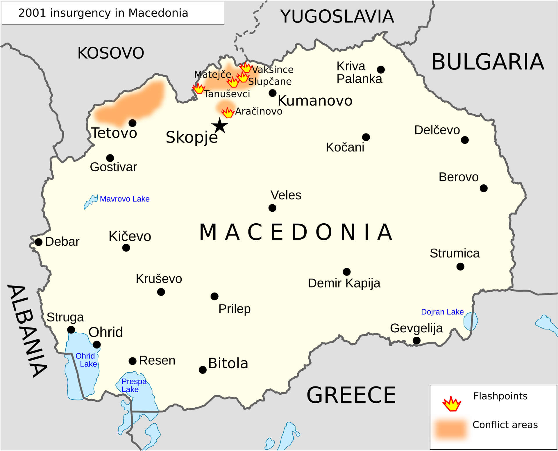 Macedonia Conflict Areas Map