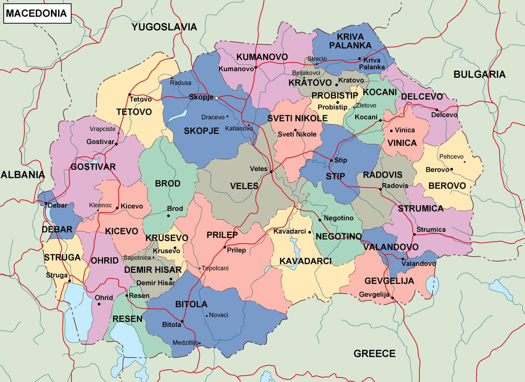 Macedonia Provinces Map