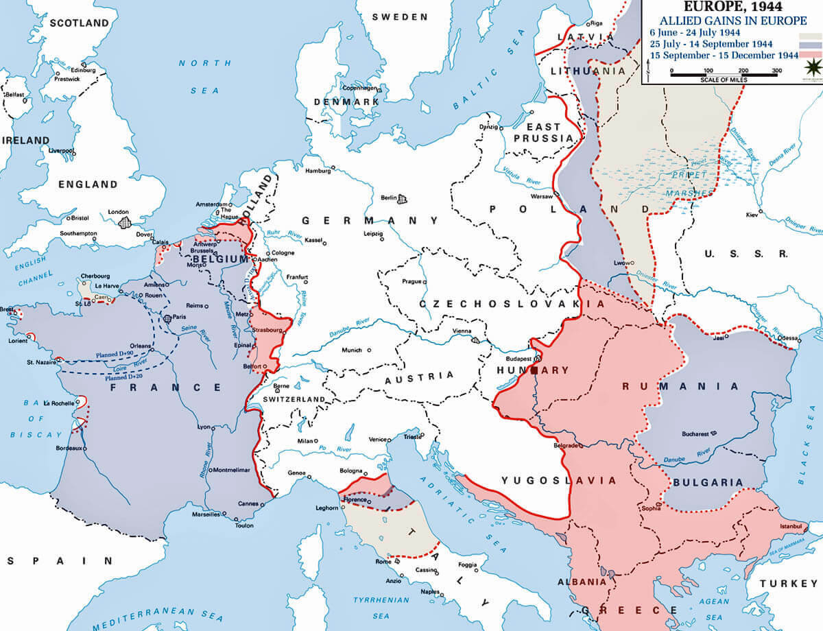 Historical Political Map of Europe in 1944