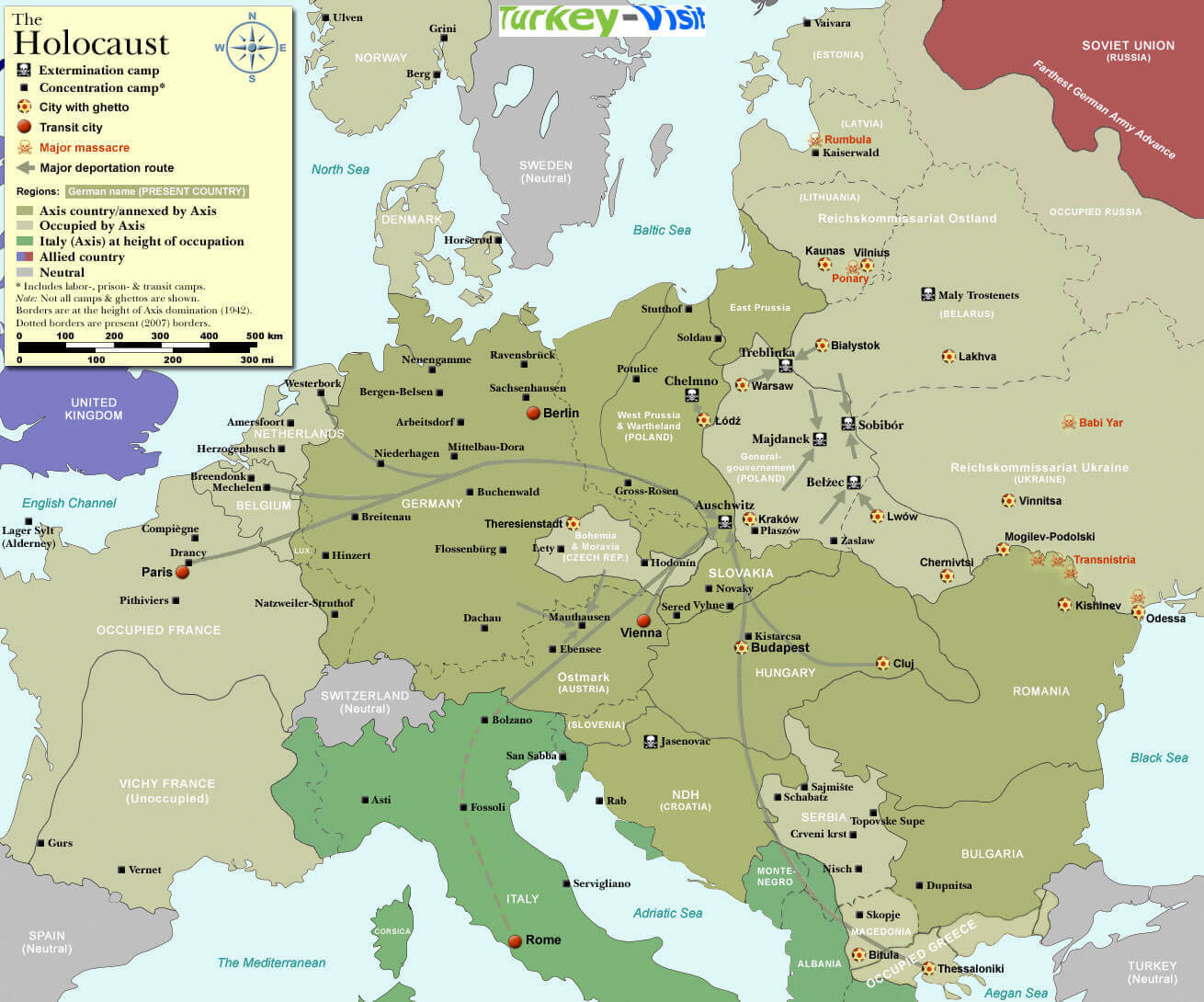 Holocaust Map of Europe During World War II