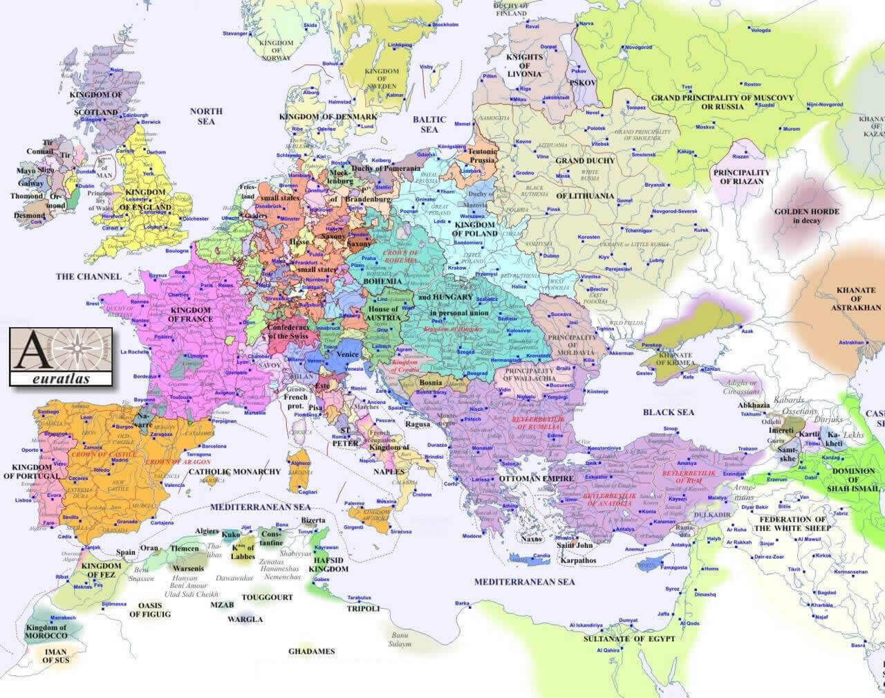 Political Map of Europe in 1500