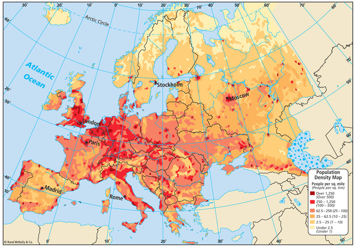 Europe Population Density Map