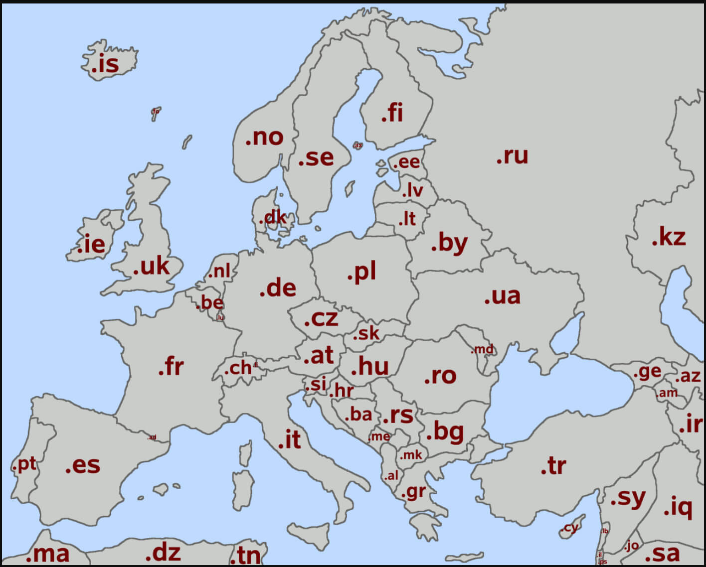 Europe country ace abbreviations map