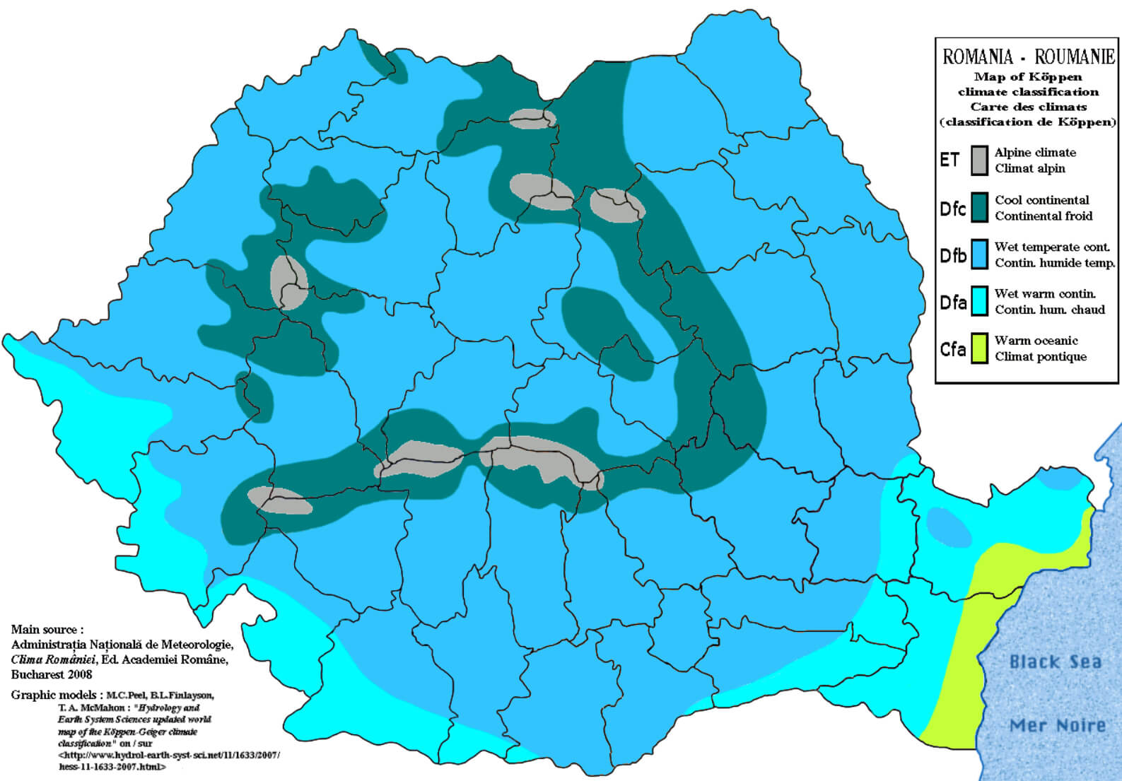 Romania Climate Map