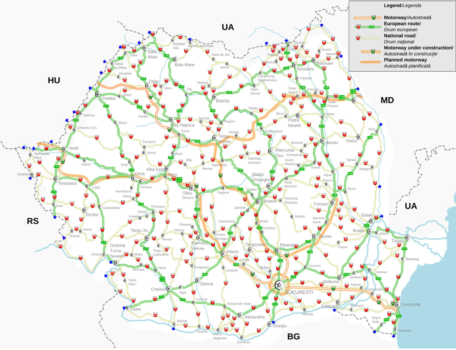 Romania Highways Map