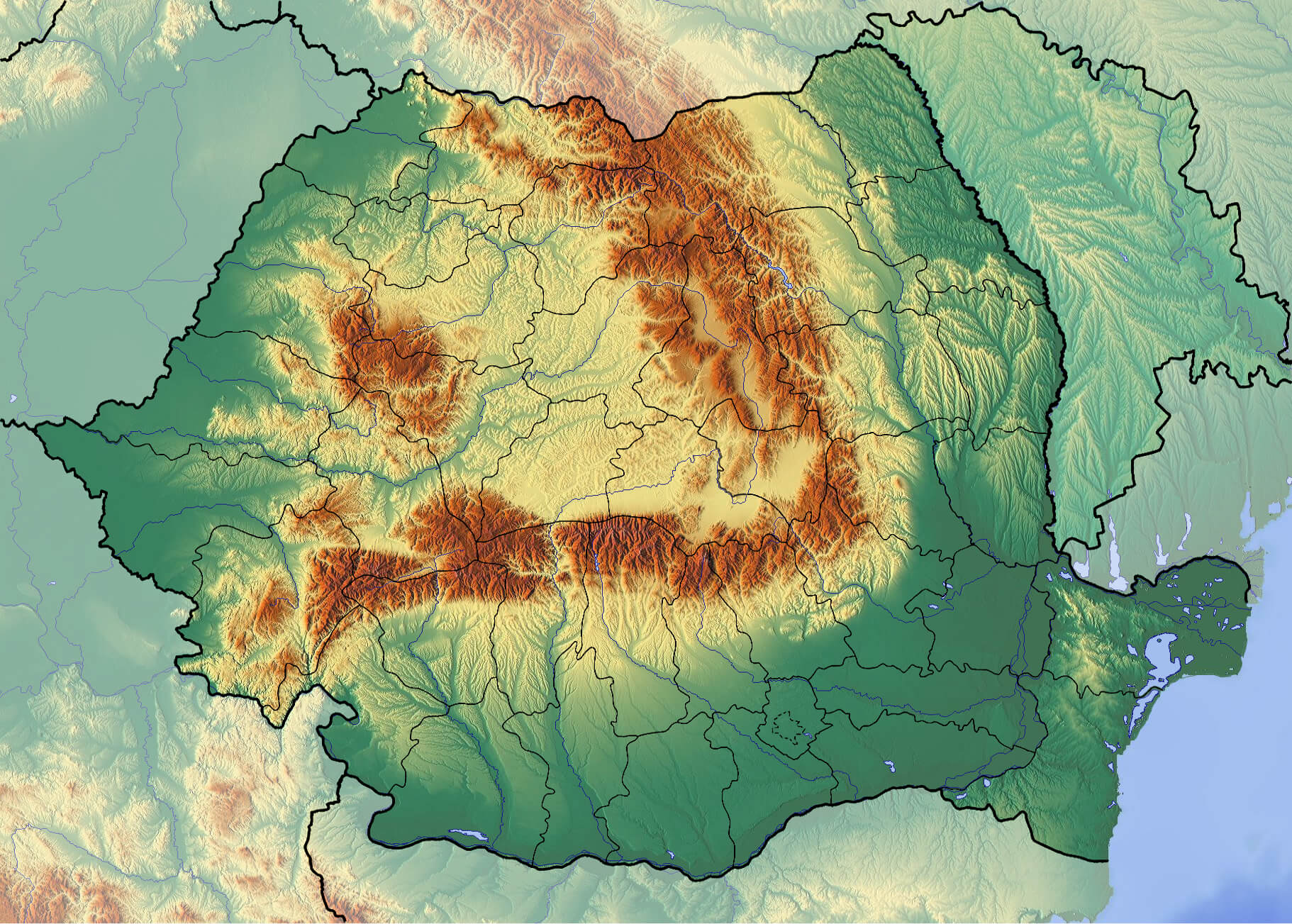 Romania Topographic Map