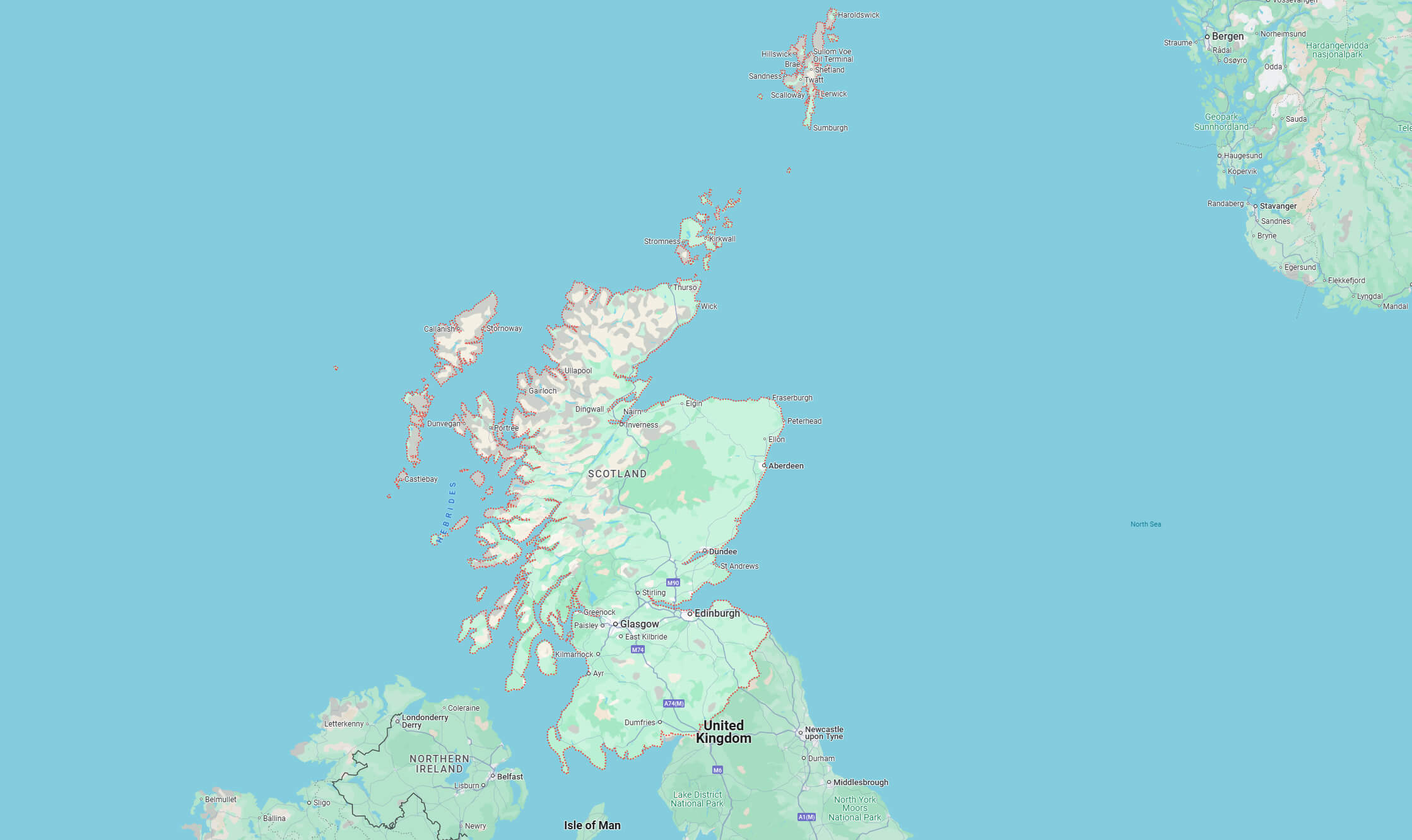 Scotland map with cities