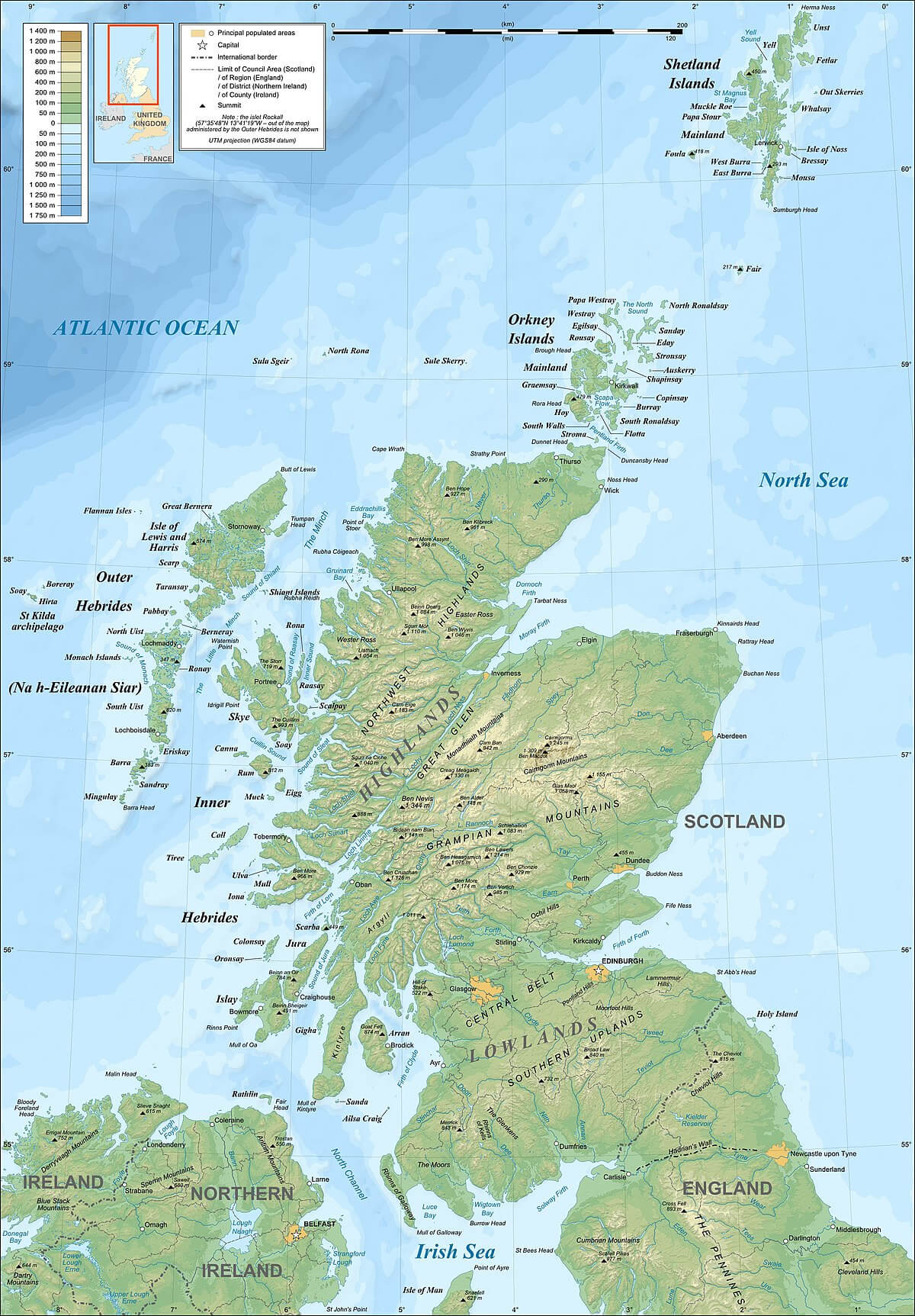 Scotland satellite map