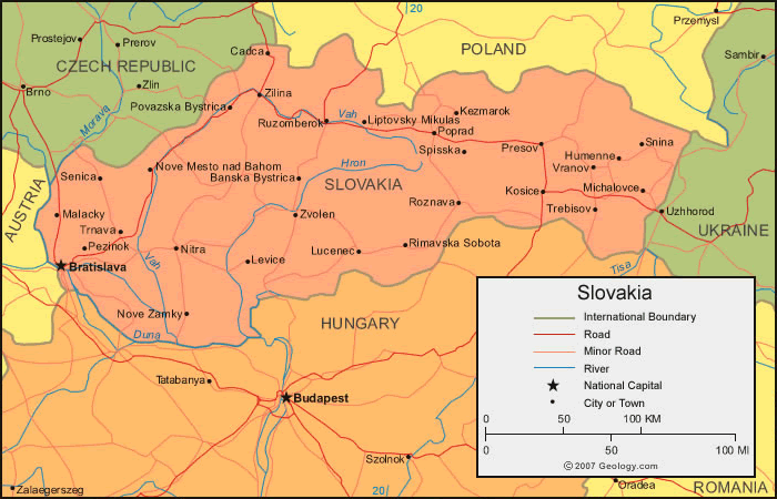 Map of slovakia