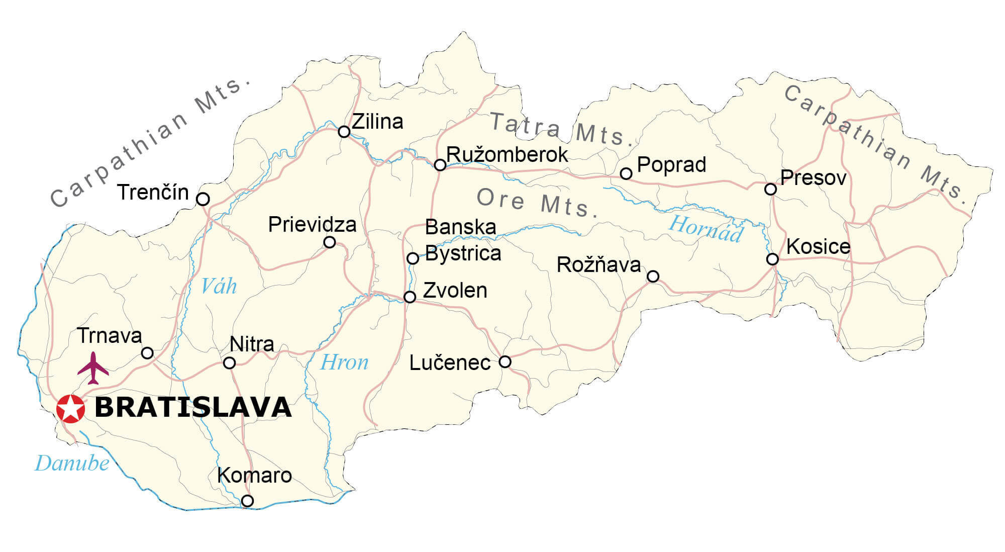 Slovakia and Bratislava Map