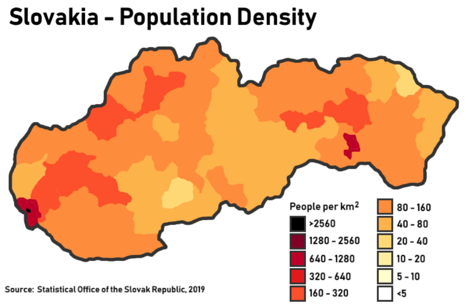 Slovakia Population Density Map