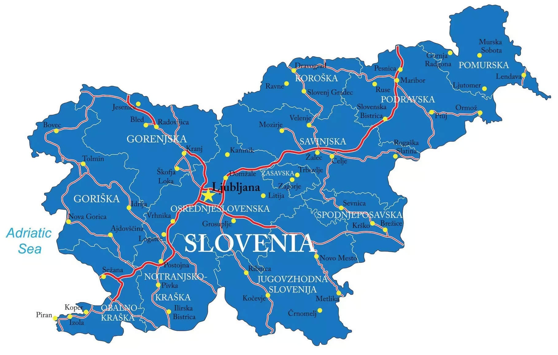 Ljubljana and Slovenia Highways Map