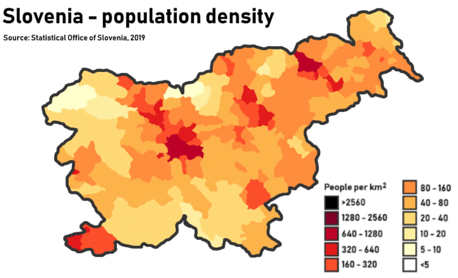 Slovenia Population Density Map