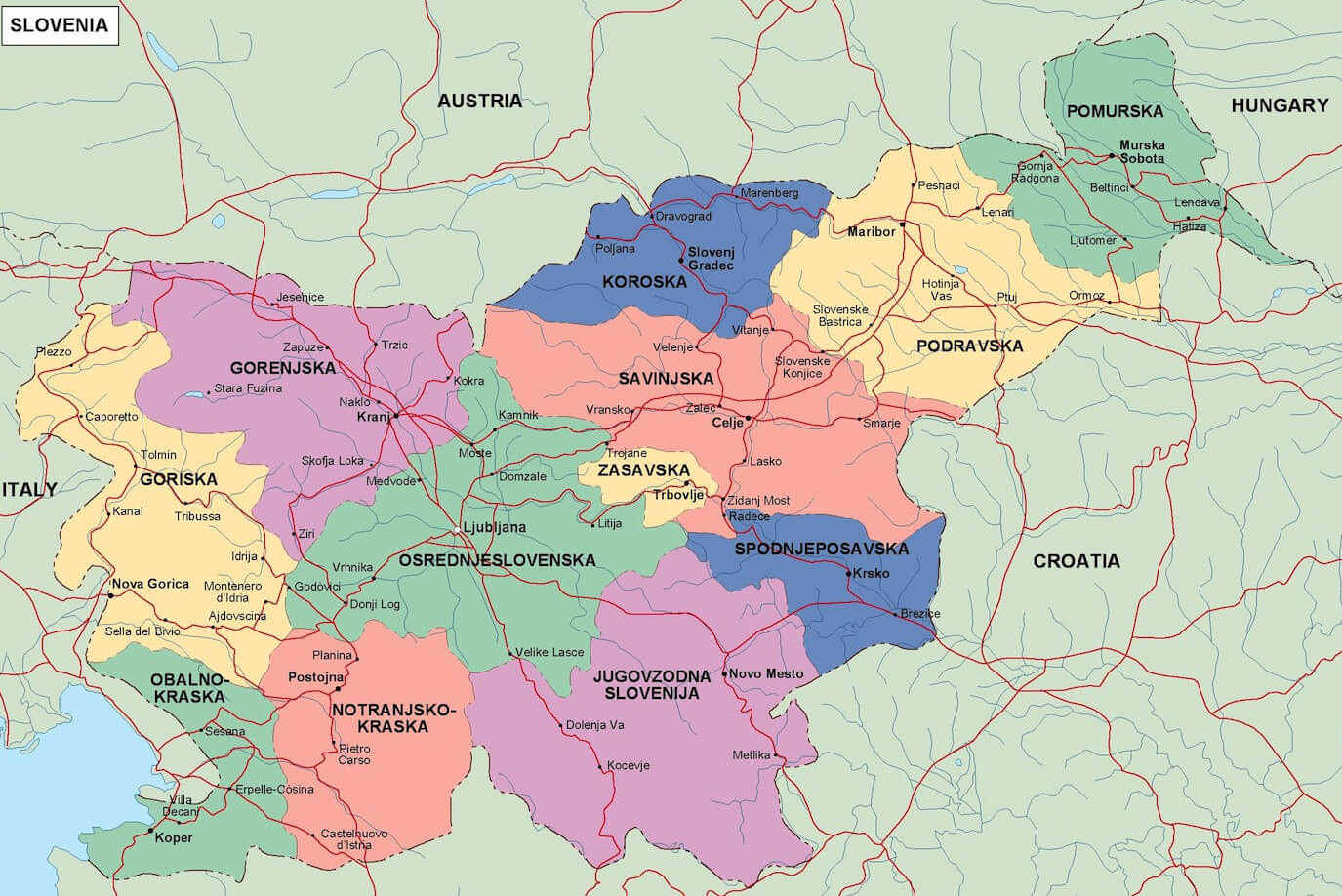 Slovenia Provinces Map