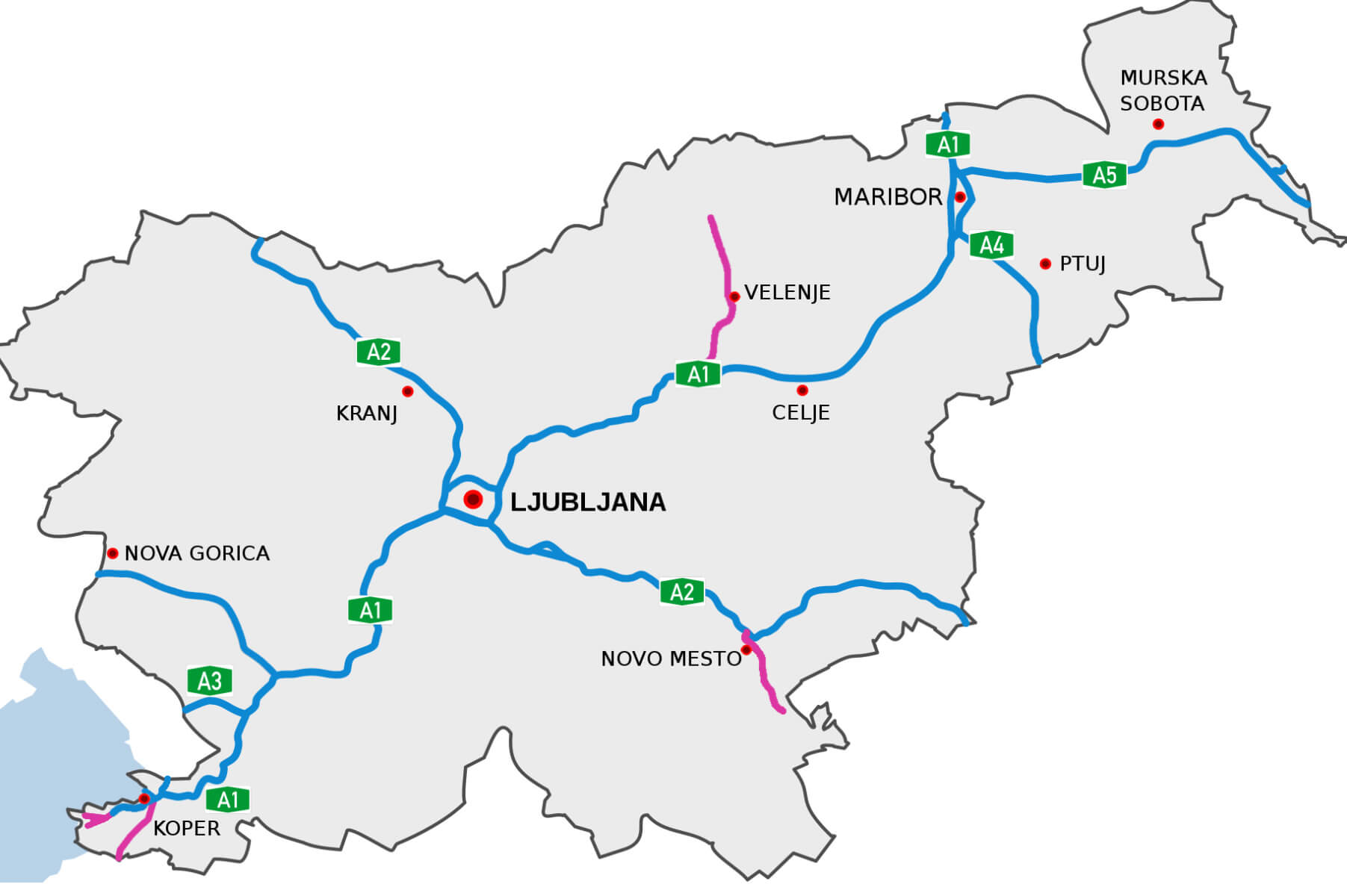 Slovenia Roads Map