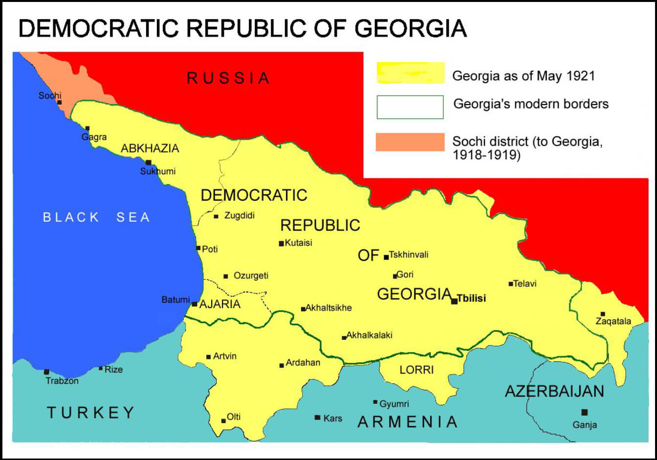 republic of georgia map in 1921