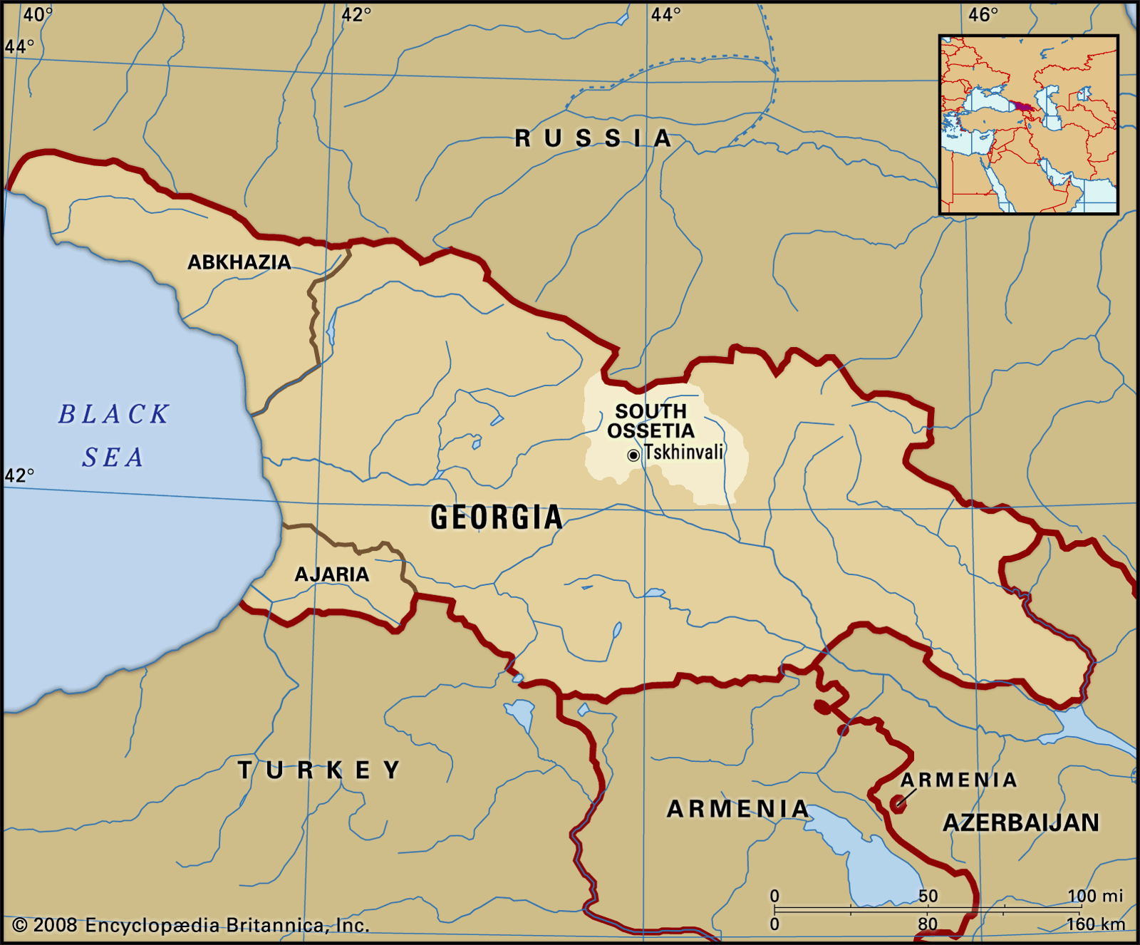 South Ossetia Country Georgia Map