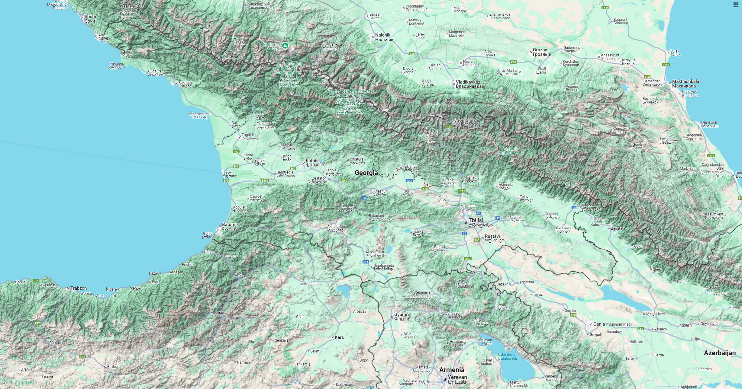 South Ossetia terrain map