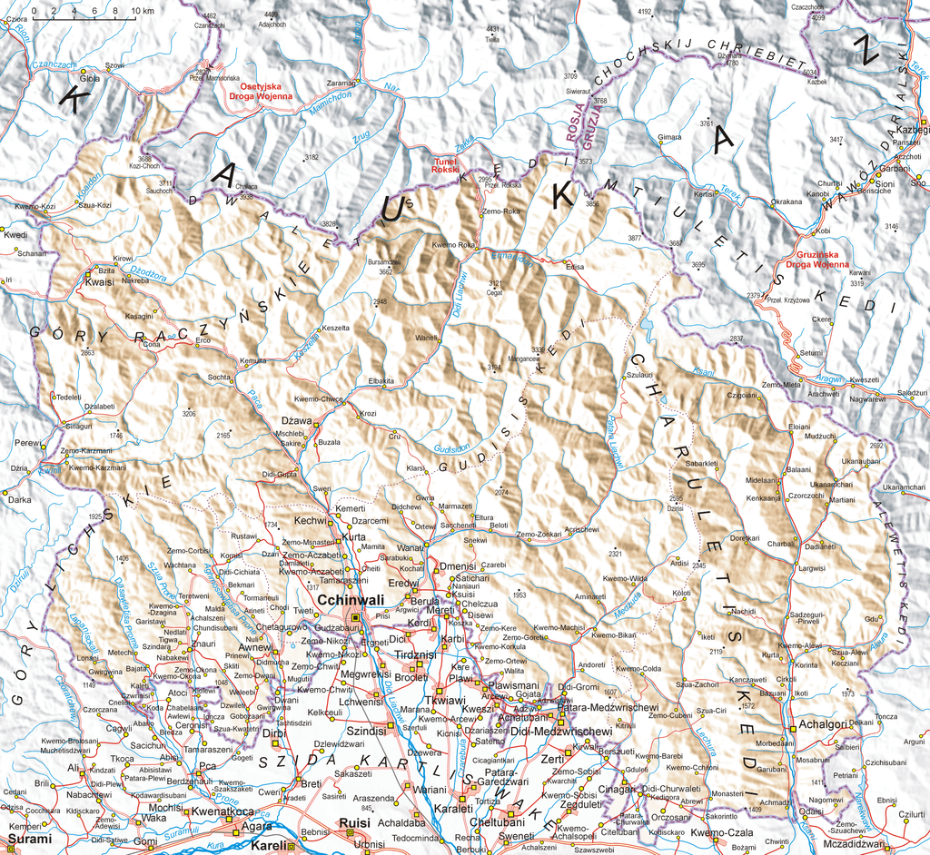 South Ossetia Topographic Map