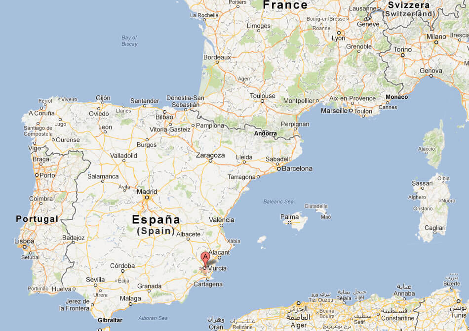 Where is located Murcia on the Spain Map