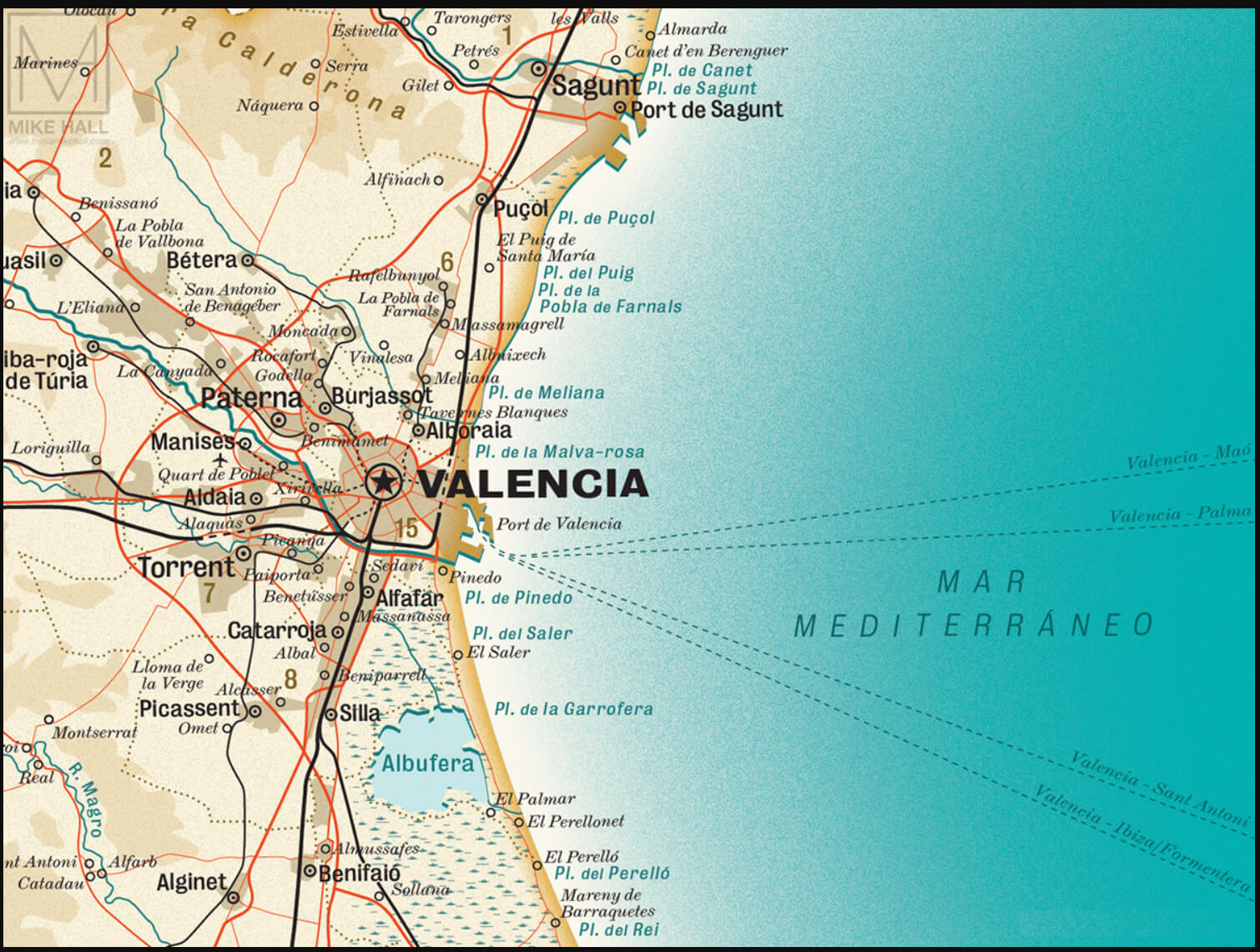 Valencia city map Spain