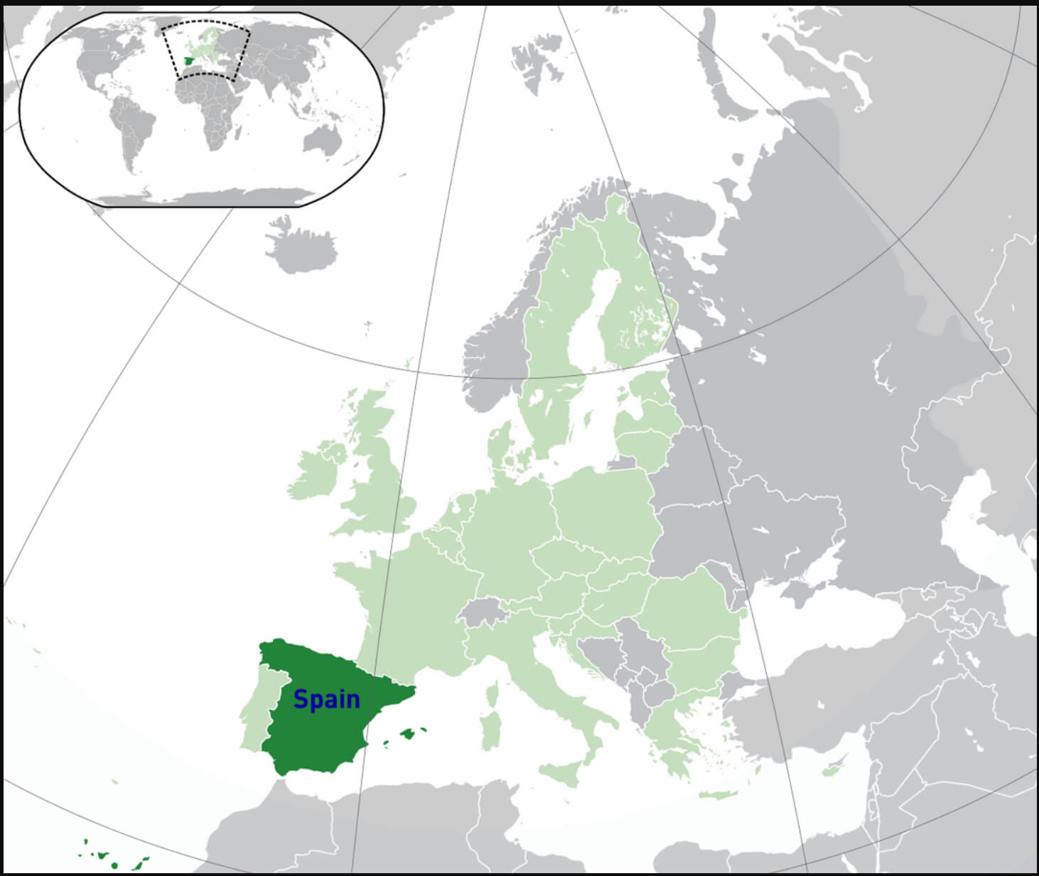 Where is located Spain on the World Map