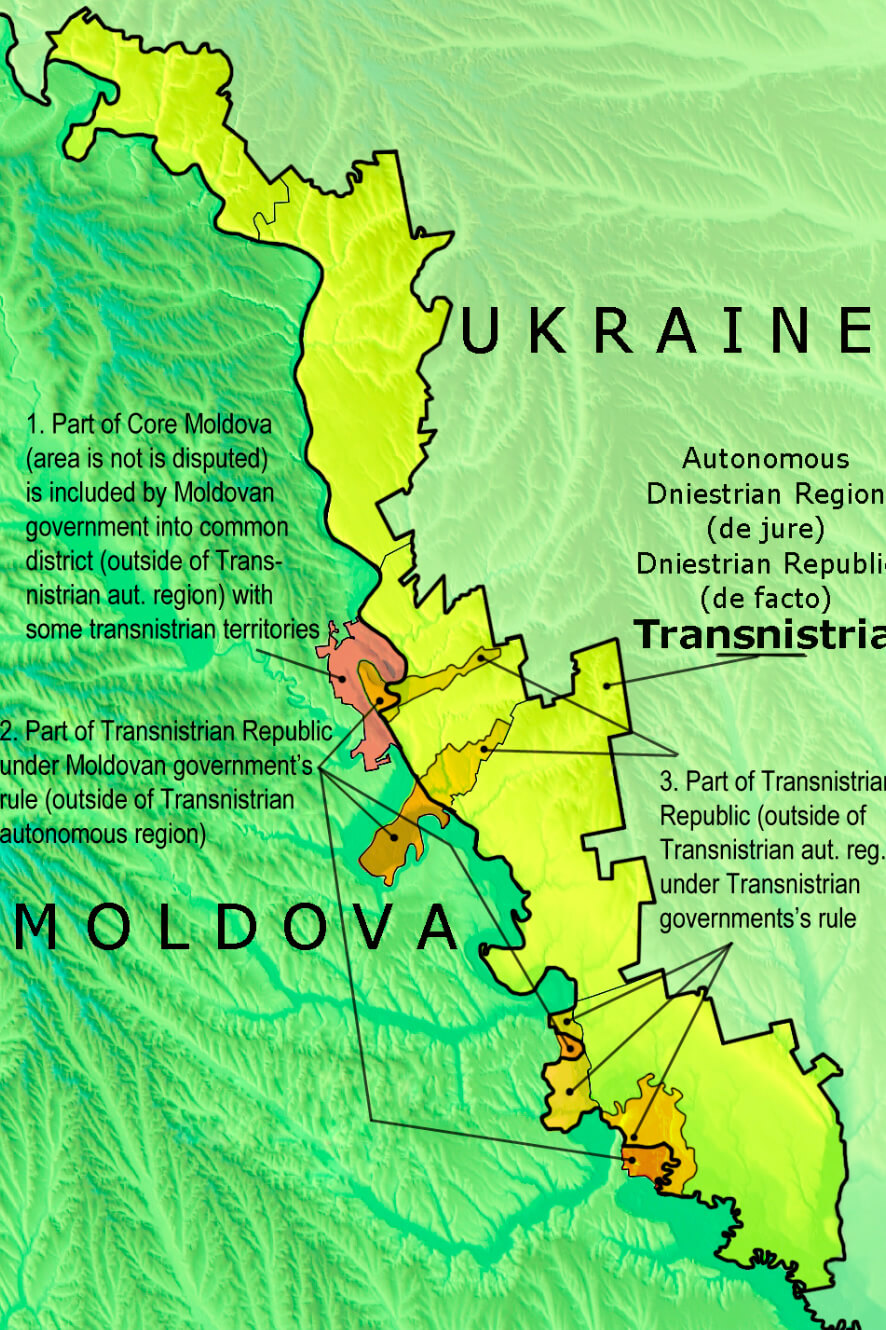 Transnistria map with moldova and ukraine