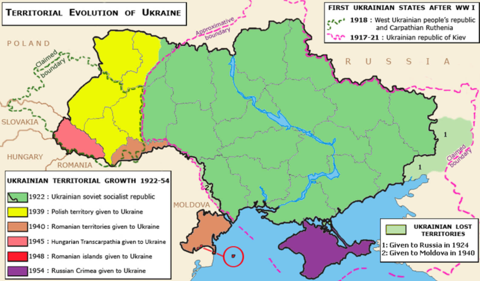 Territorial Evolution Map of Ukrainian SSR between 1922 and 1954