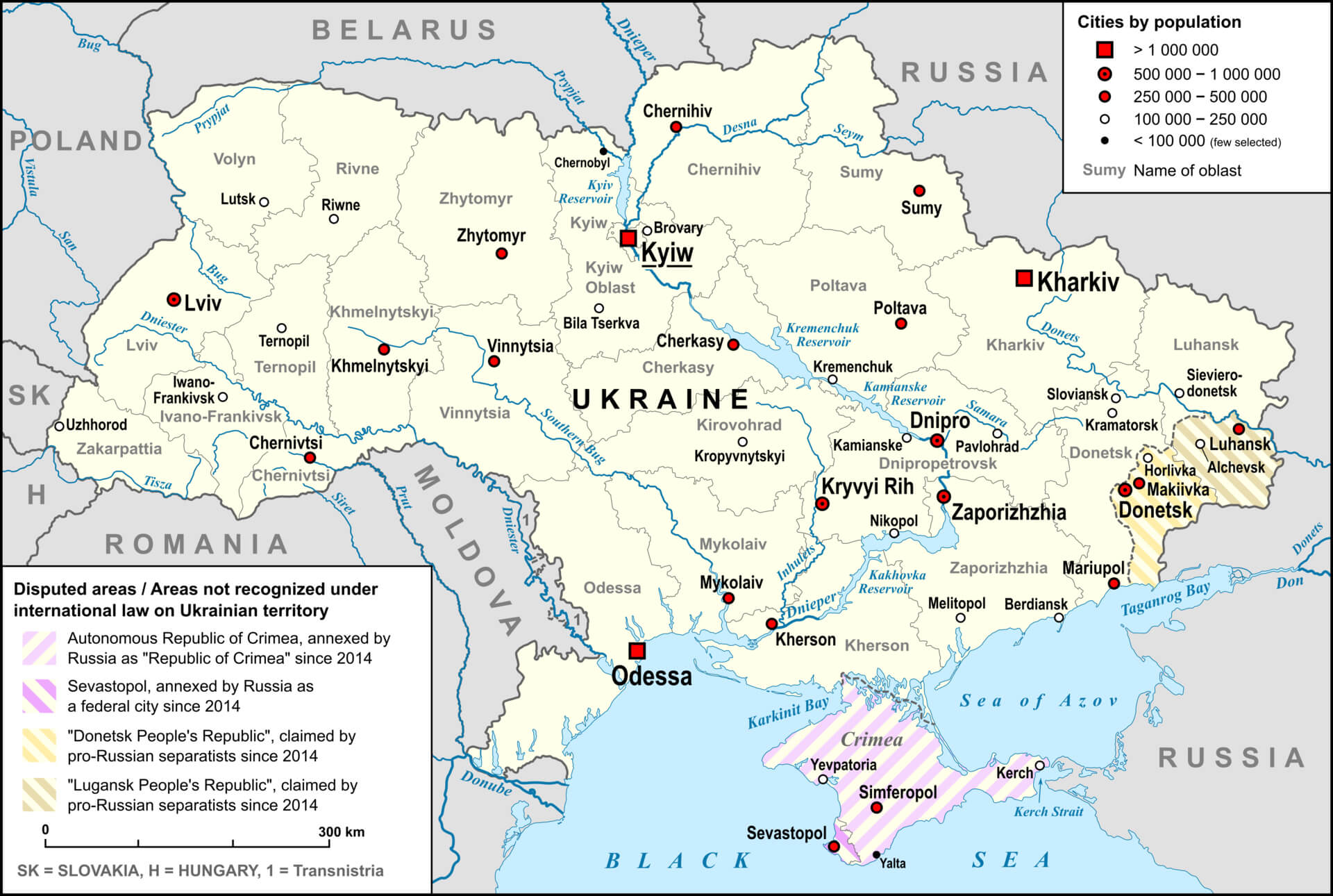 Ukraine Cities Map by Population