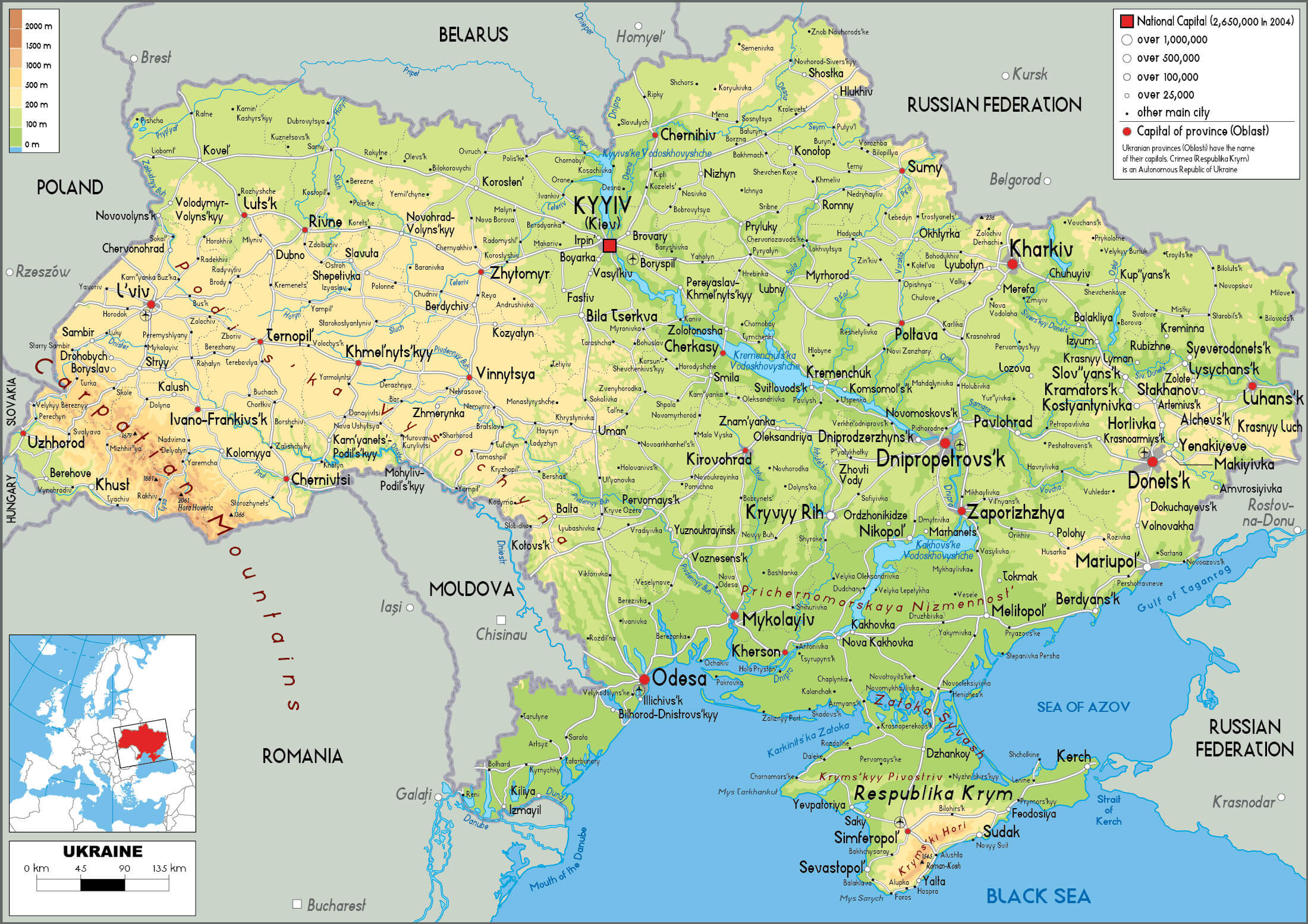 Ukraine Physical Map