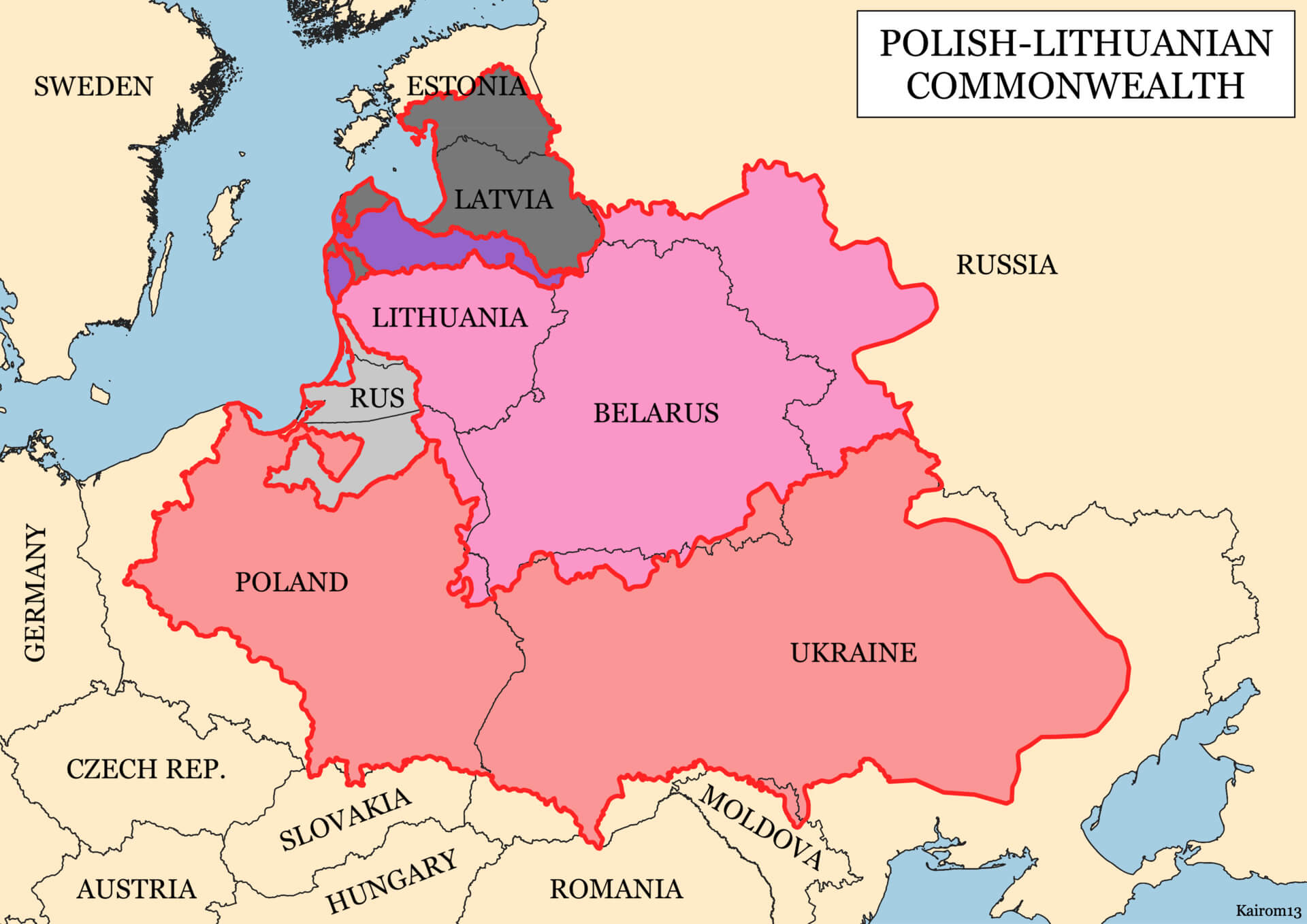 Ukraine Polish Lithuanian Commonwealth Map in 1619