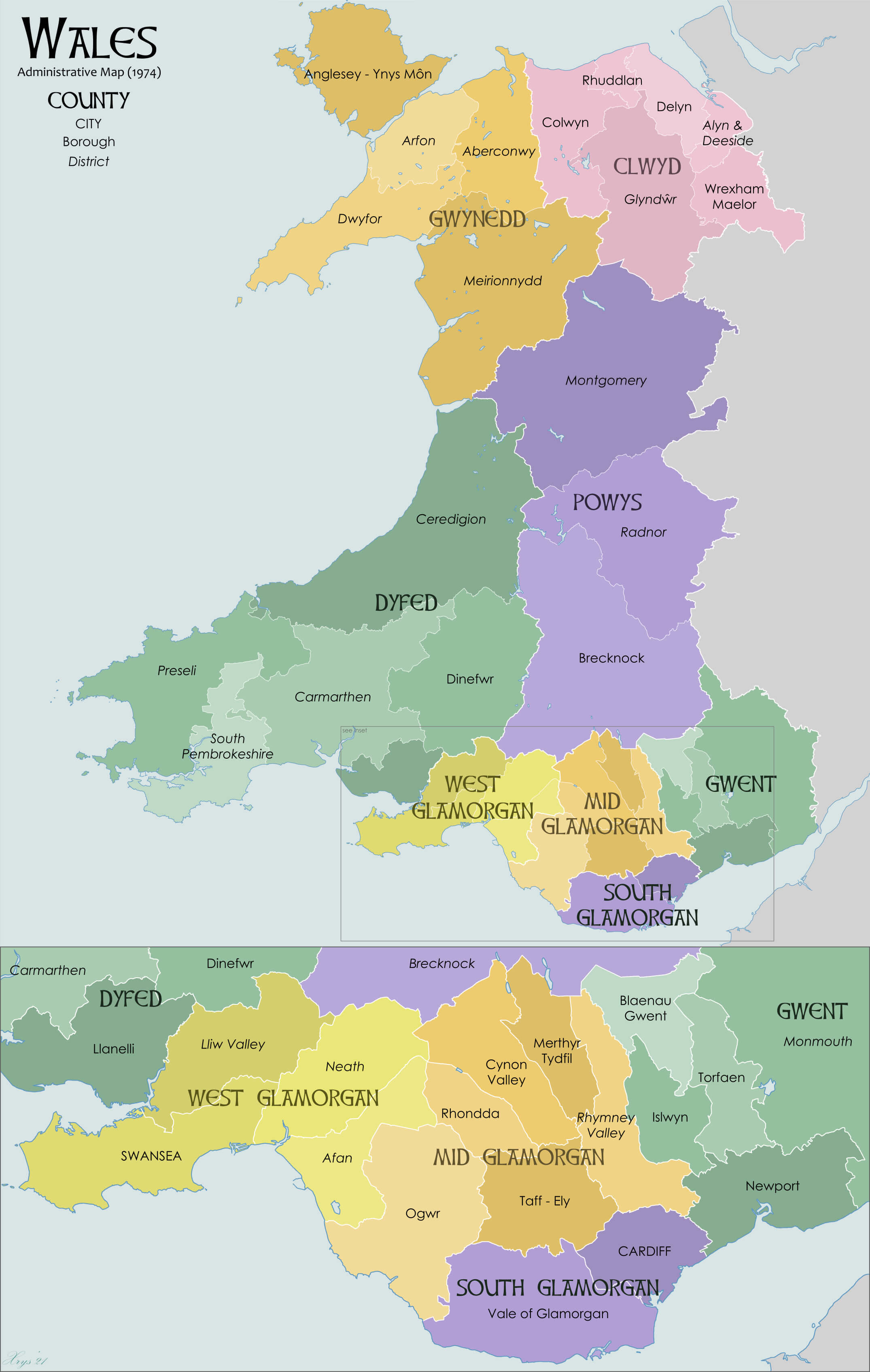 Wales Counties Map