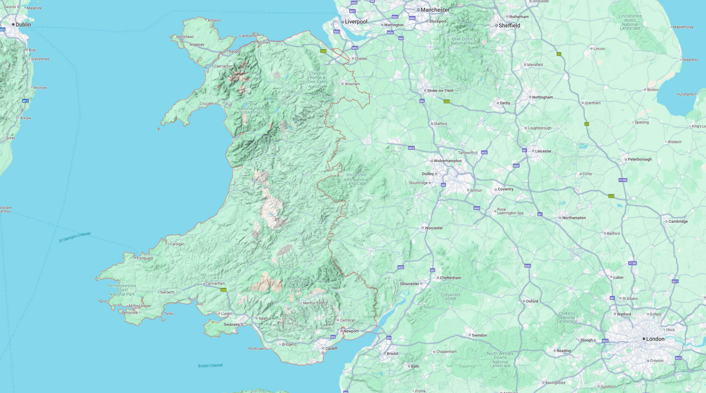 Wales Terrain Map