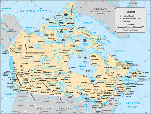 Detailed Map of Canada with Cities, Provinces, and Major Roads