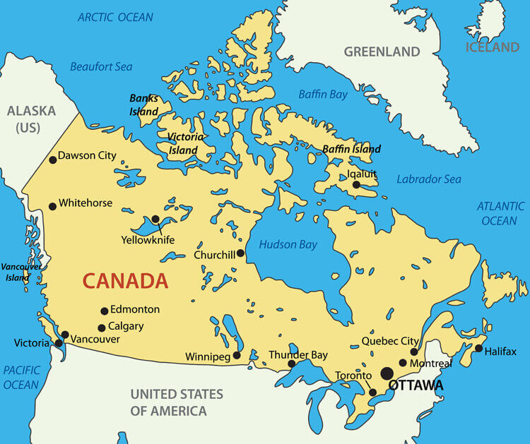 Canada major cities map