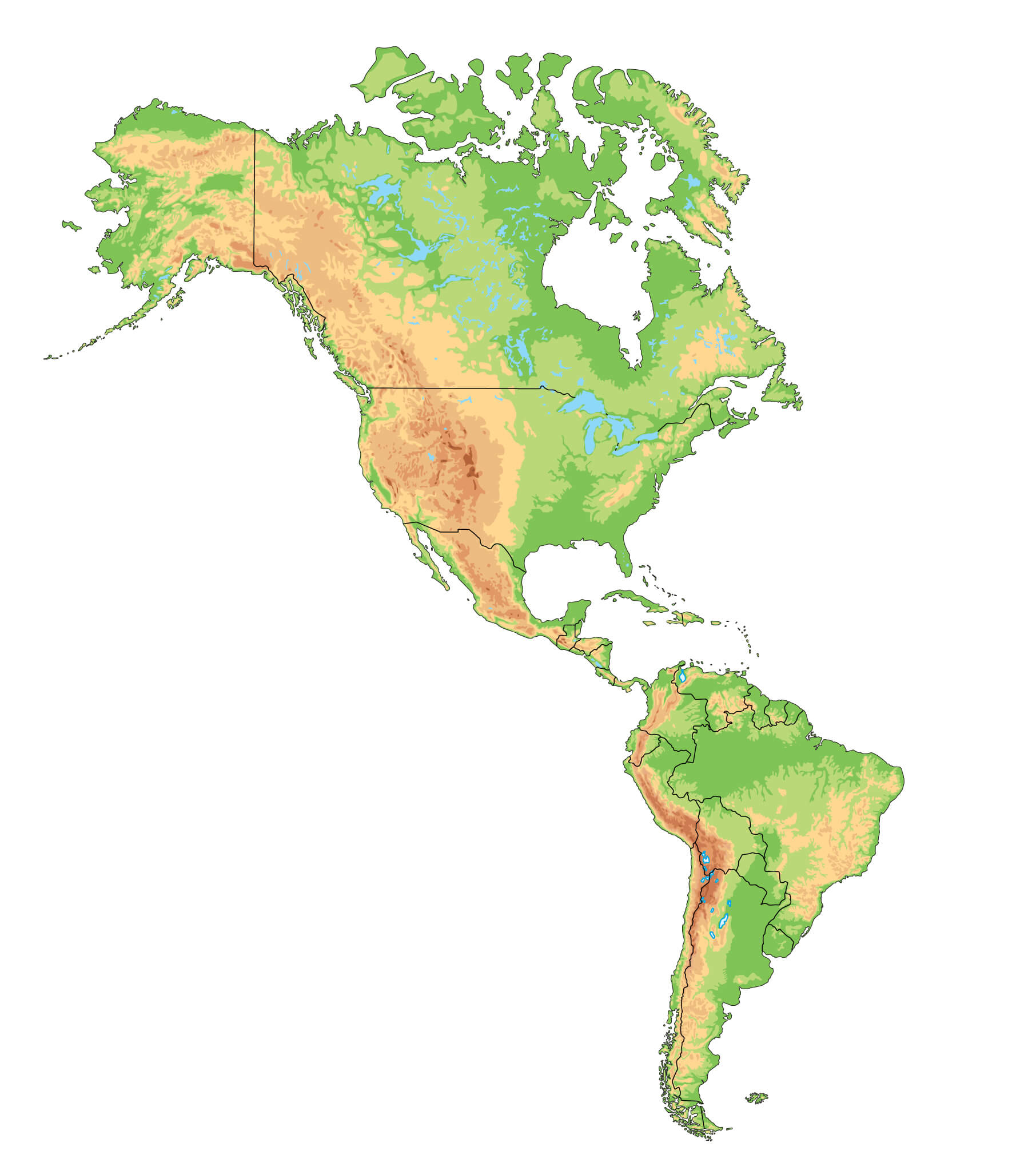 Canada map with north and south america continents