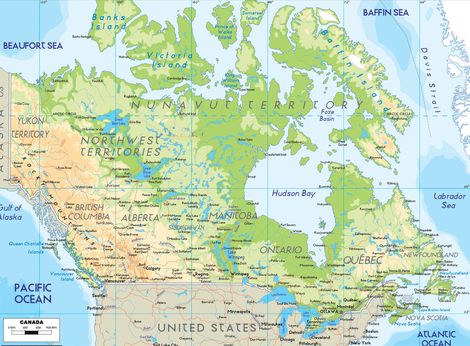 Canada's Rivers and Lakes Map