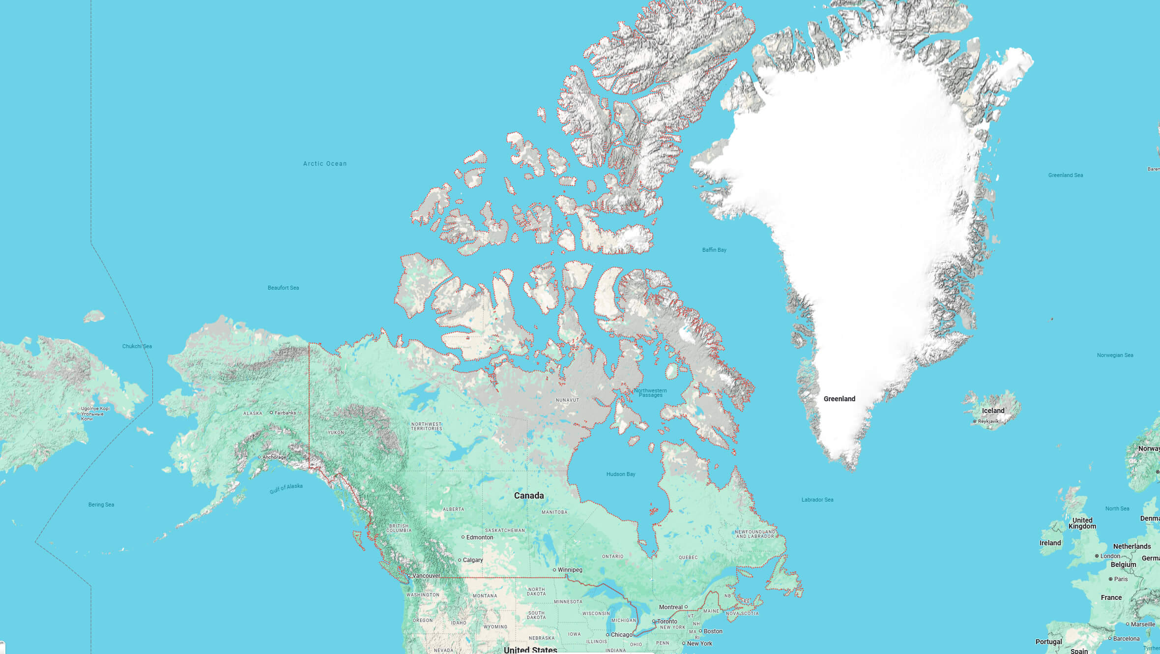 Canada Terrain Map