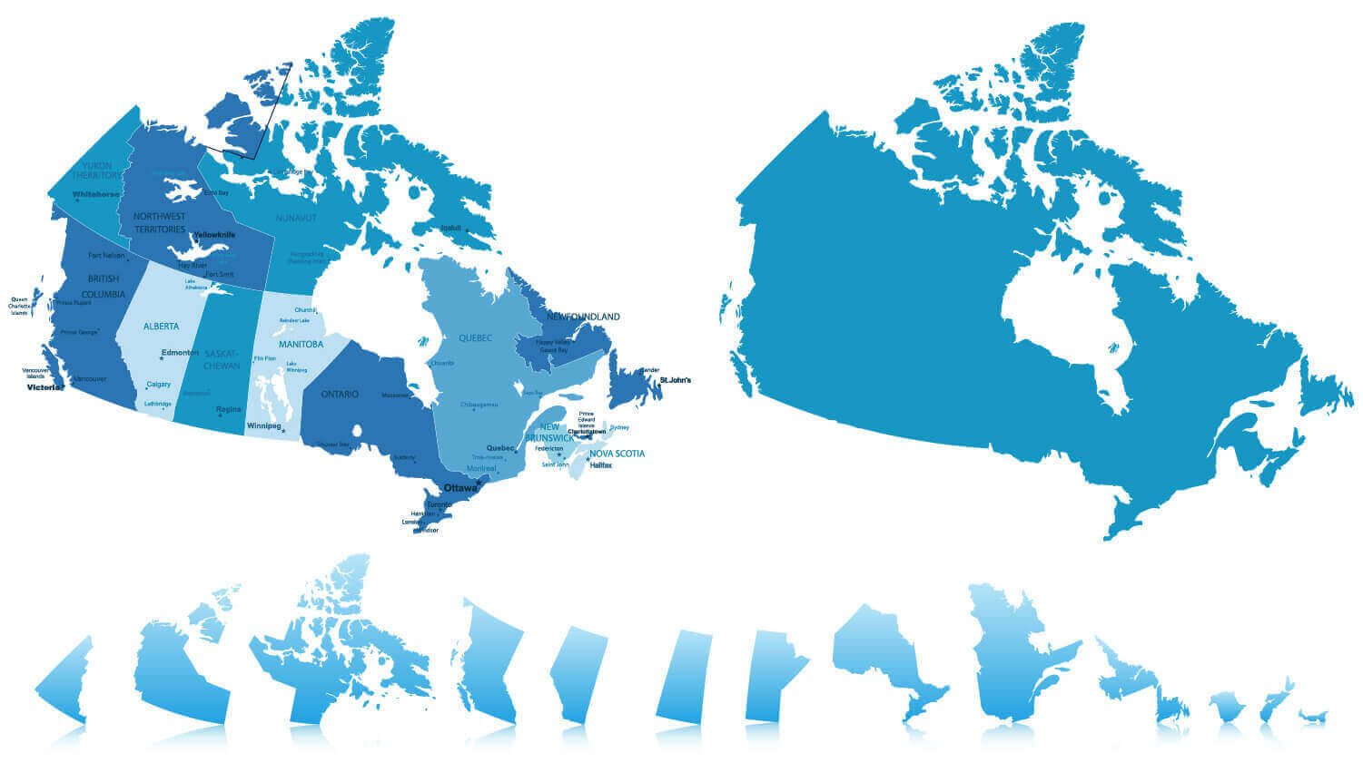 Canada states map and blank Canada map